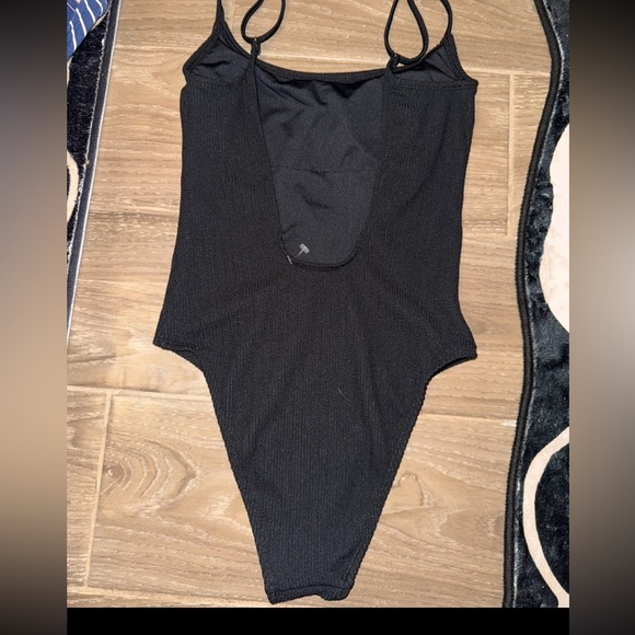 BLACK COTTON ON TEXTURED SCOOP NECK ONE PIECE SWIMSUIT CHEEKY BOTTOM XS - Picture 6 of 10